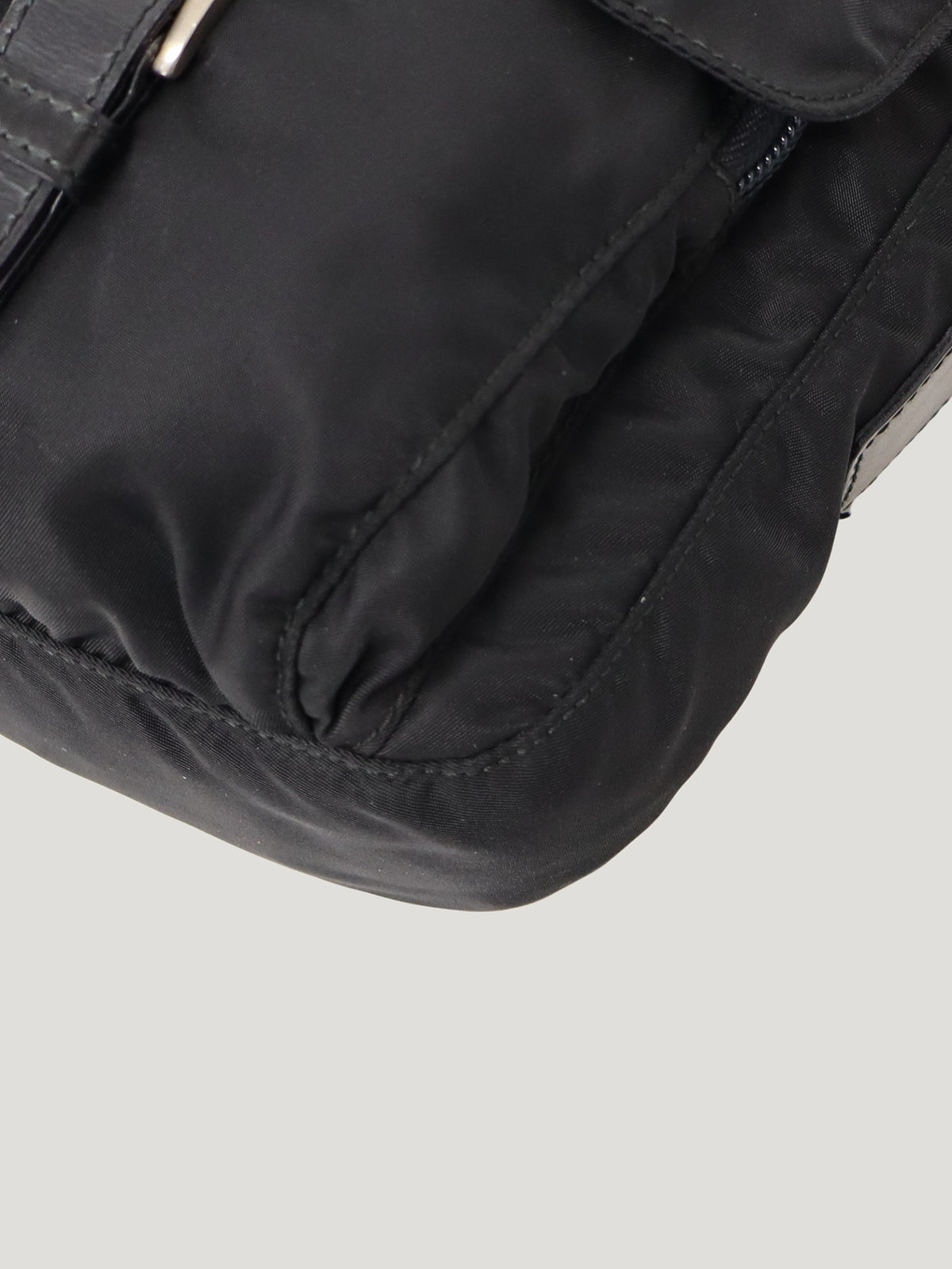 Triangular logo hardware nylon shoulder bag