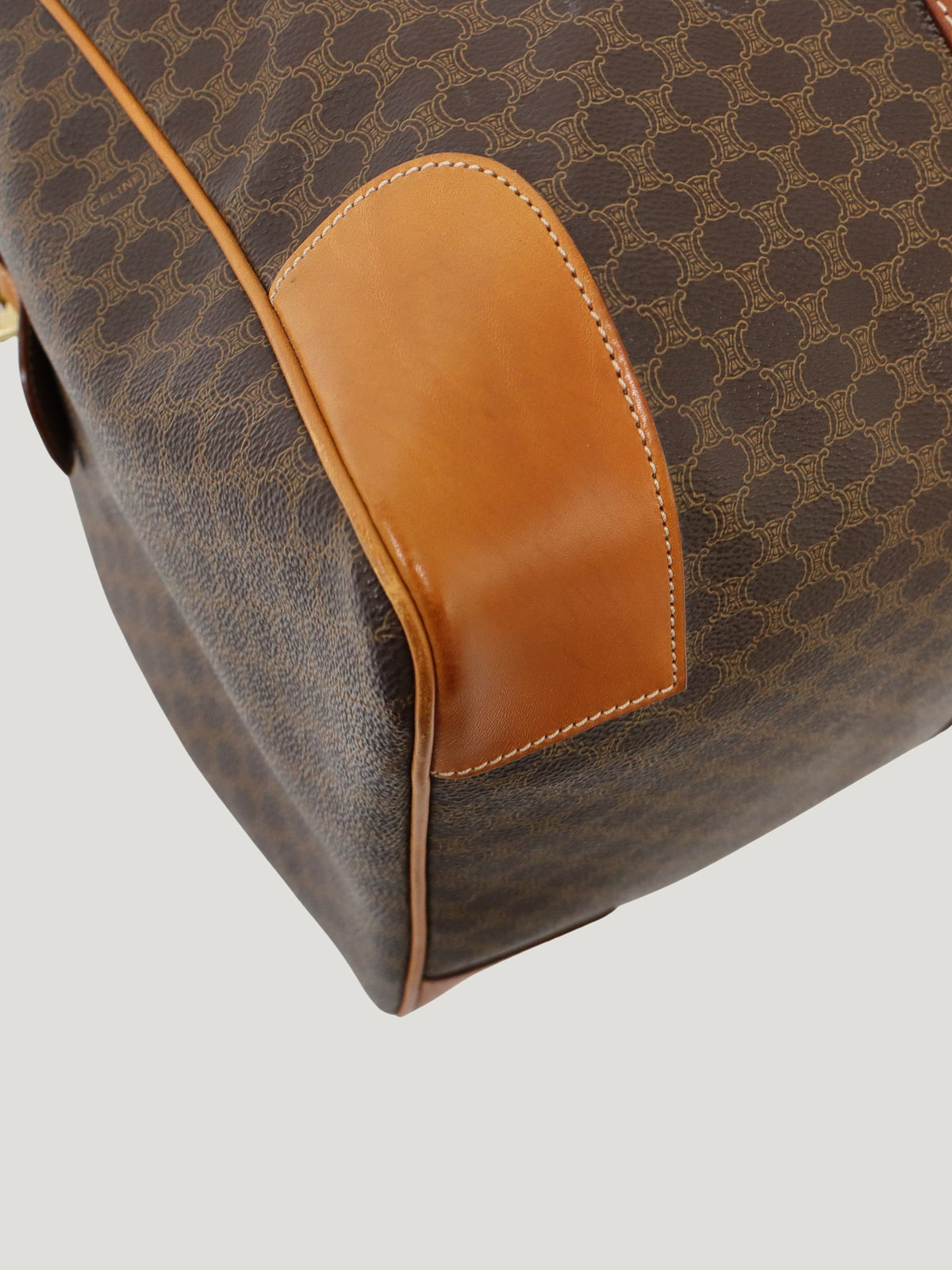 Macadam-pattern Boston bag with embossed Brazon