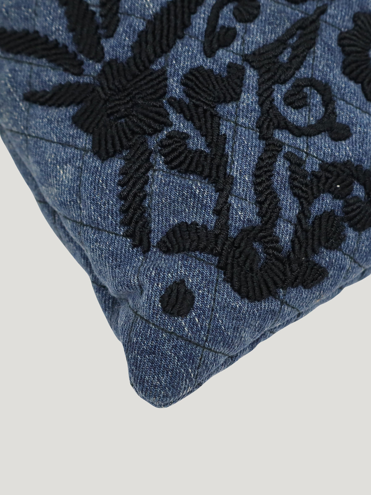 Embroidered Logo Denim Drawstring Bag