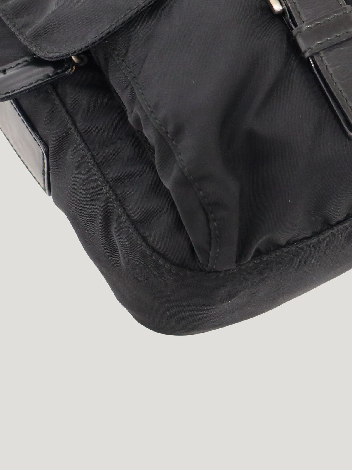 Triangular logo hardware nylon shoulder bag