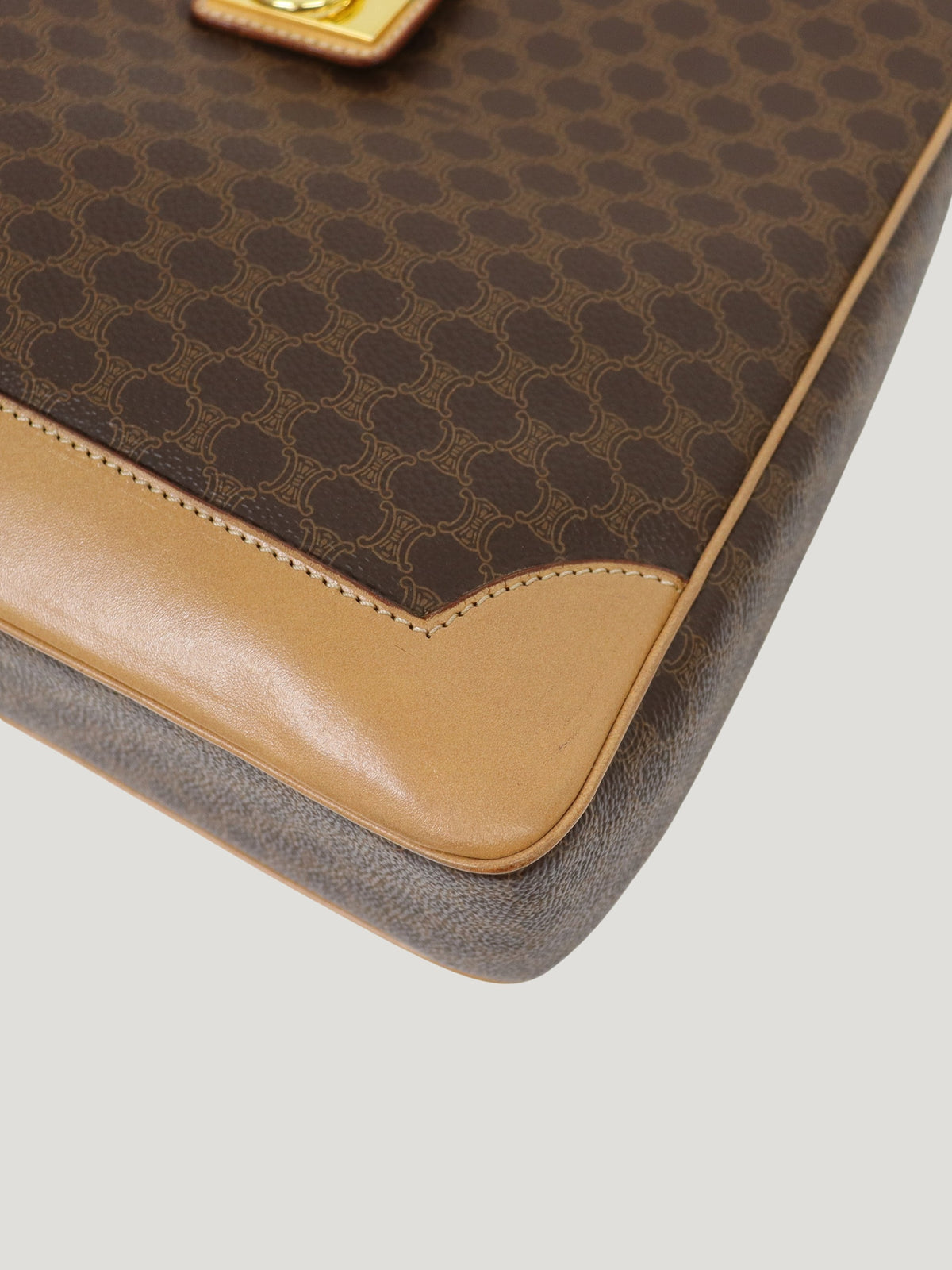 Macadam-pattern one-shoulder bag with Gancini clasp