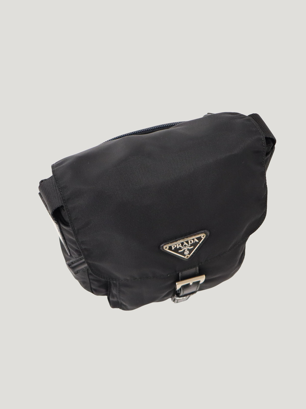 Triangular logo hardware nylon shoulder bag