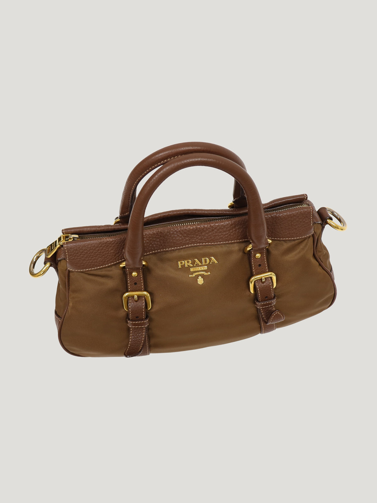 Logo Hardware Nylon Leather 2-Way Bag