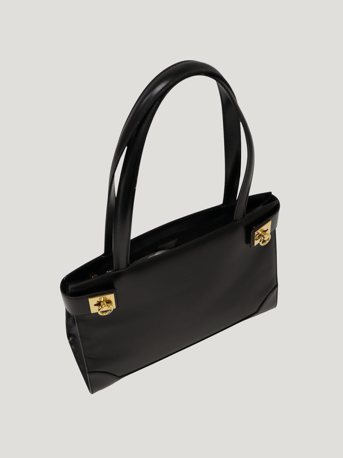 Gancini Hardware Leather Handbag