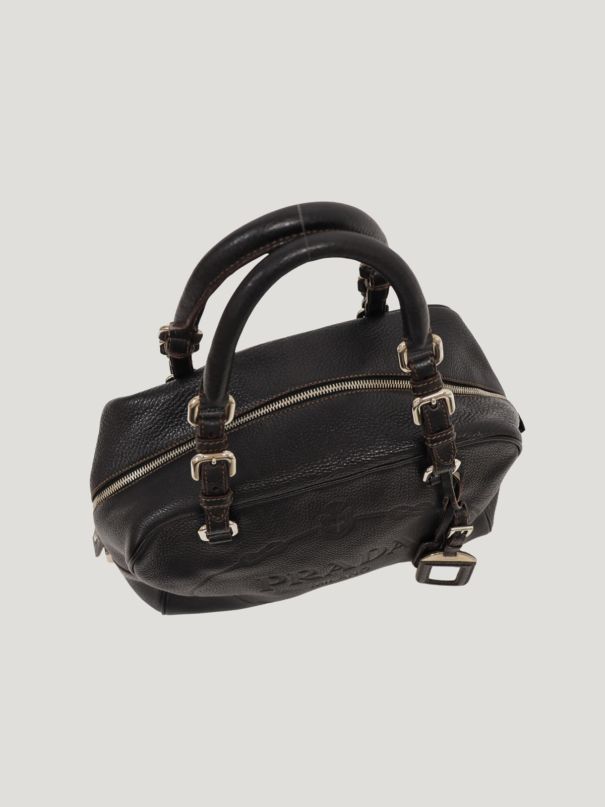 Logo-Embossed Leather Handbag