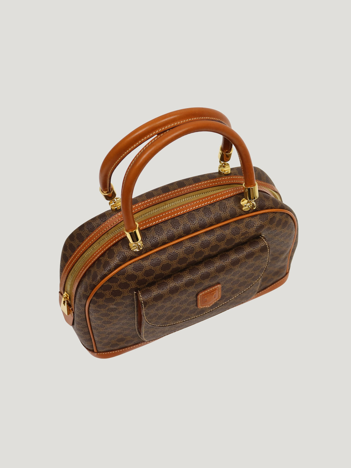 Macadam-pattern handbag with embossed blazon