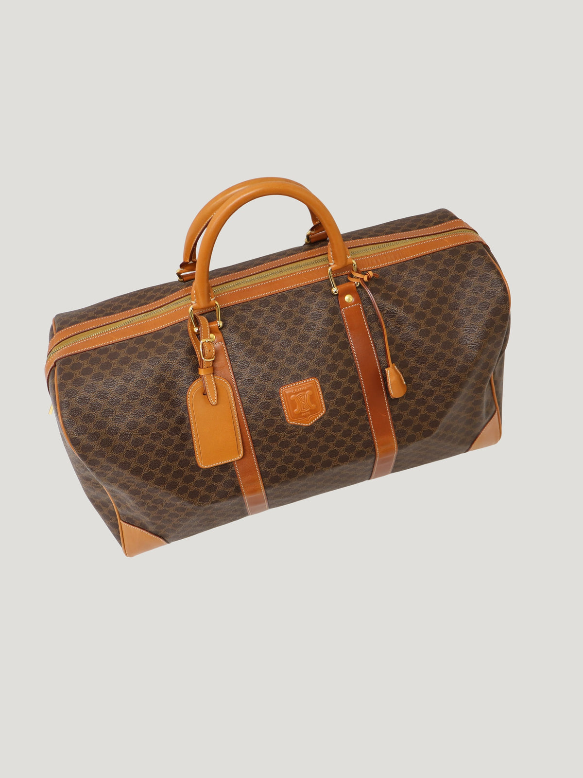 Macadam-pattern Boston bag with embossed Brazon