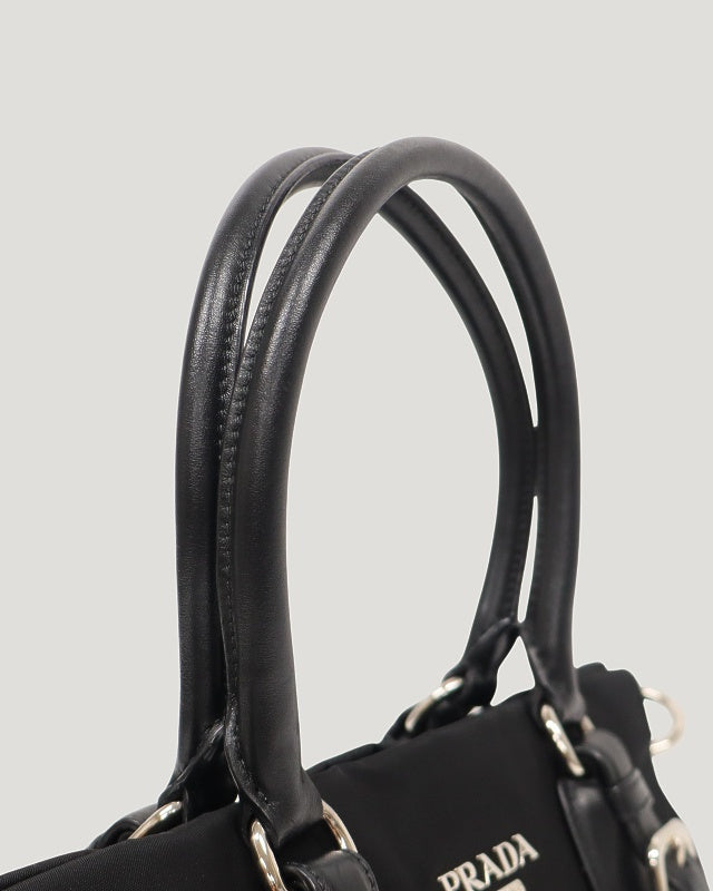 Logo Hardware Nylon Leather 2-Way Bag