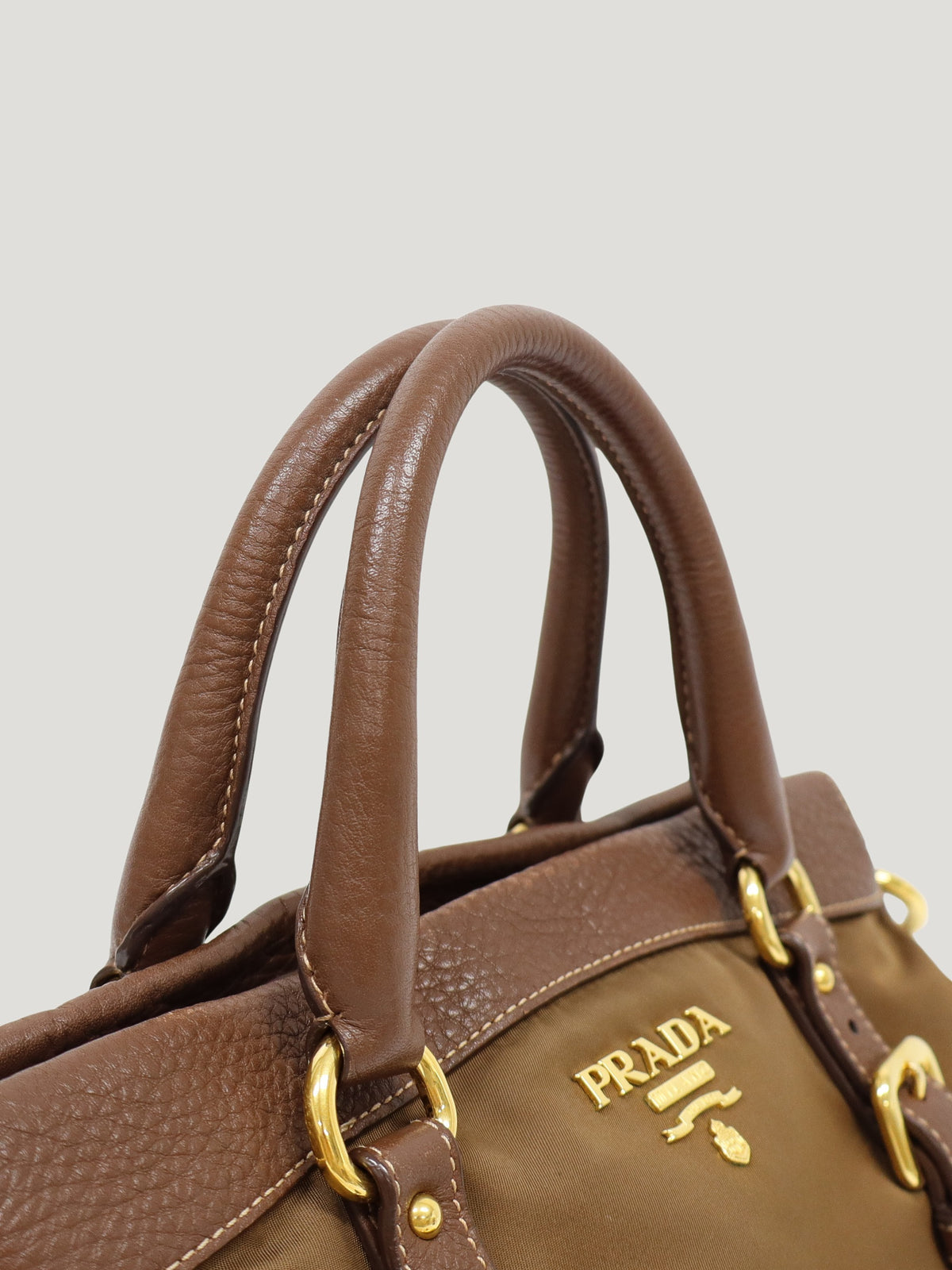 Logo Hardware Nylon Leather 2-Way Bag
