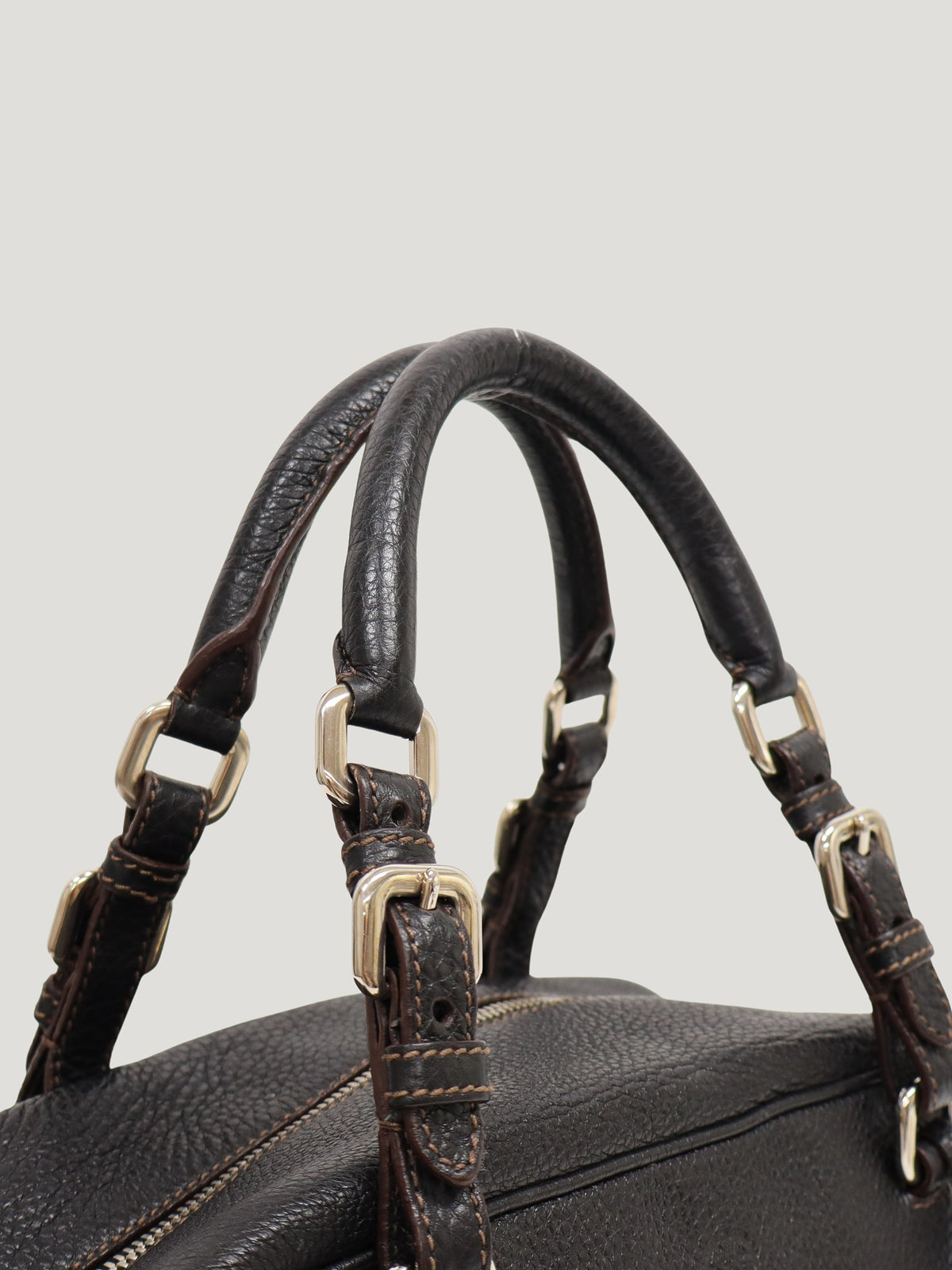 Logo-Embossed Leather Handbag