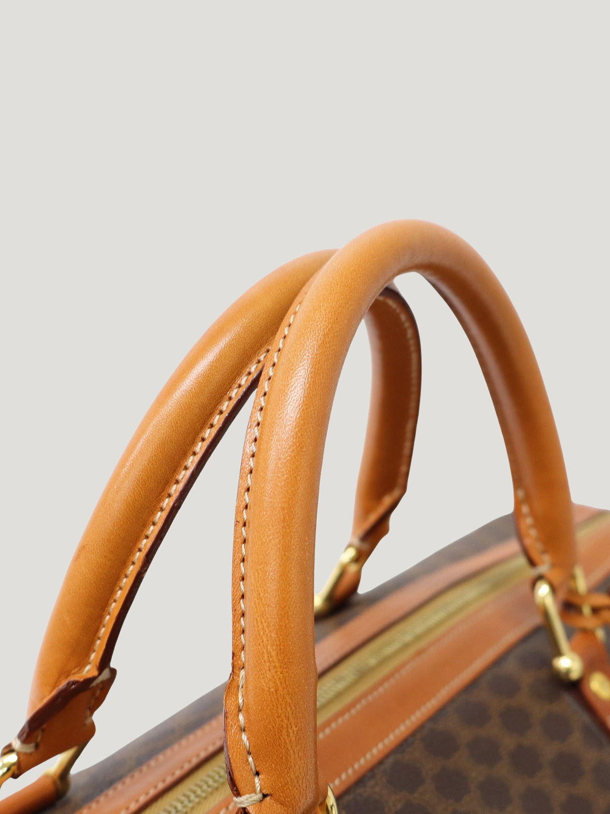 Macadam-pattern Boston bag with embossed Brazon