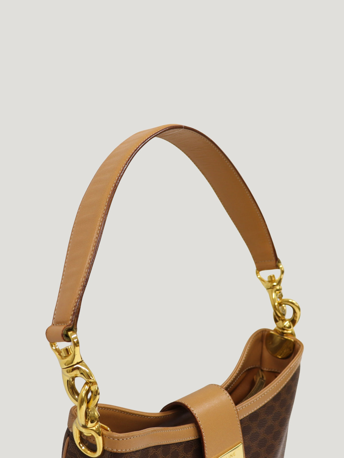 Macadam-pattern one-shoulder bag with Gancini clasp