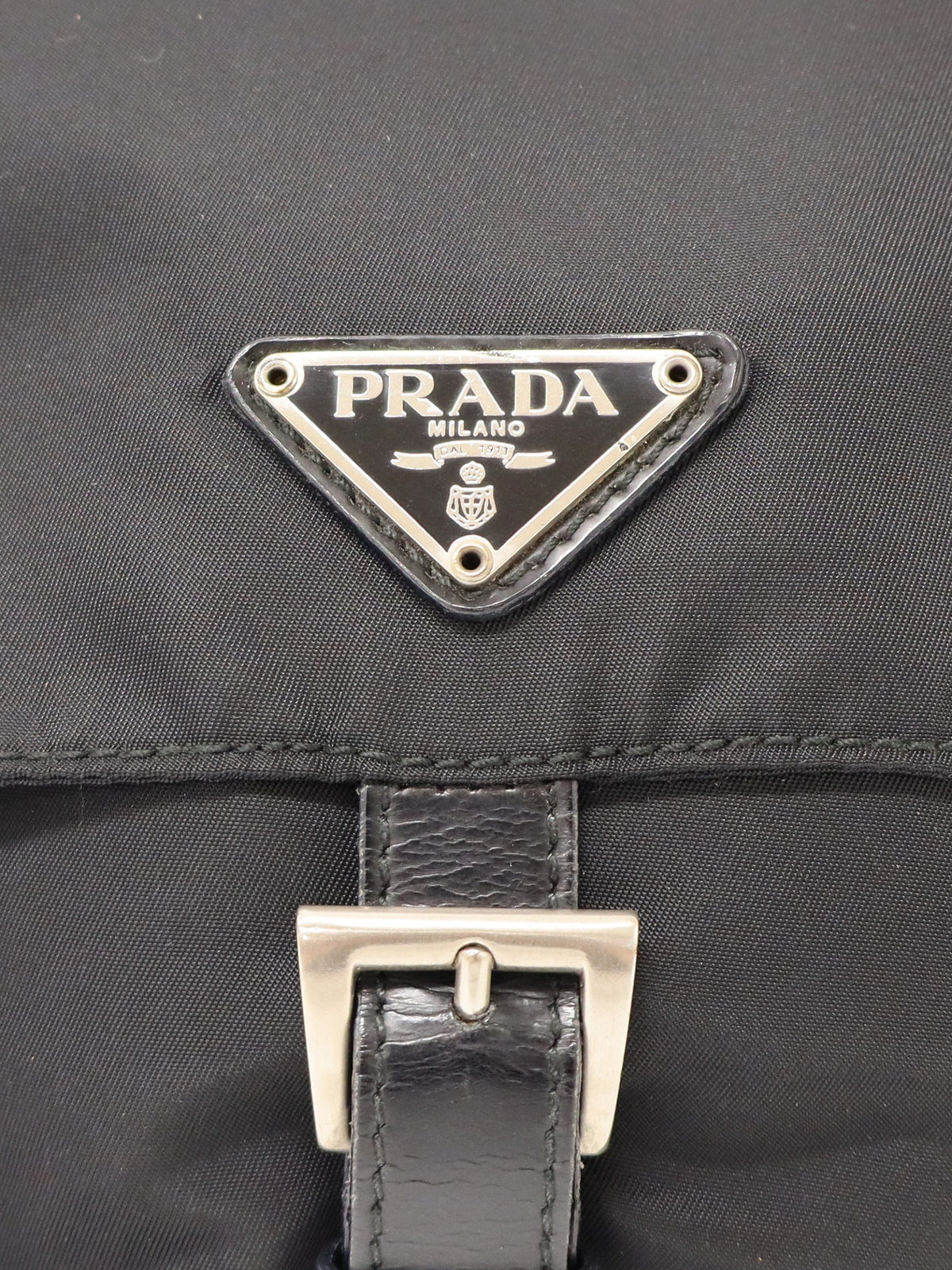 Triangular logo hardware nylon shoulder bag