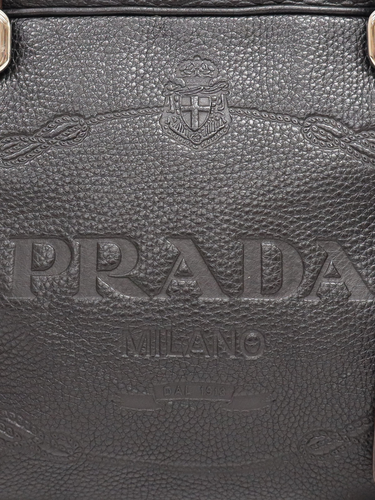 Logo-Embossed Leather Handbag