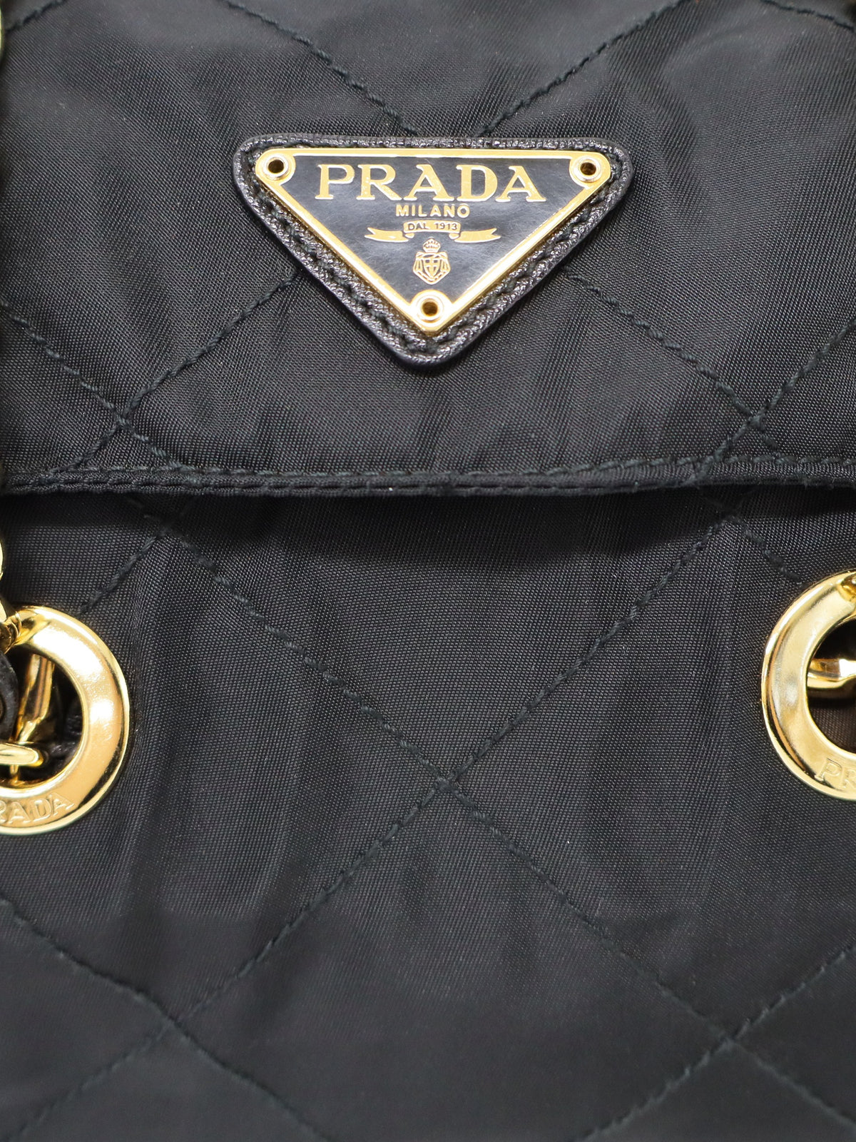 Triangular logo hardware quilted nylon chain shoulder bag