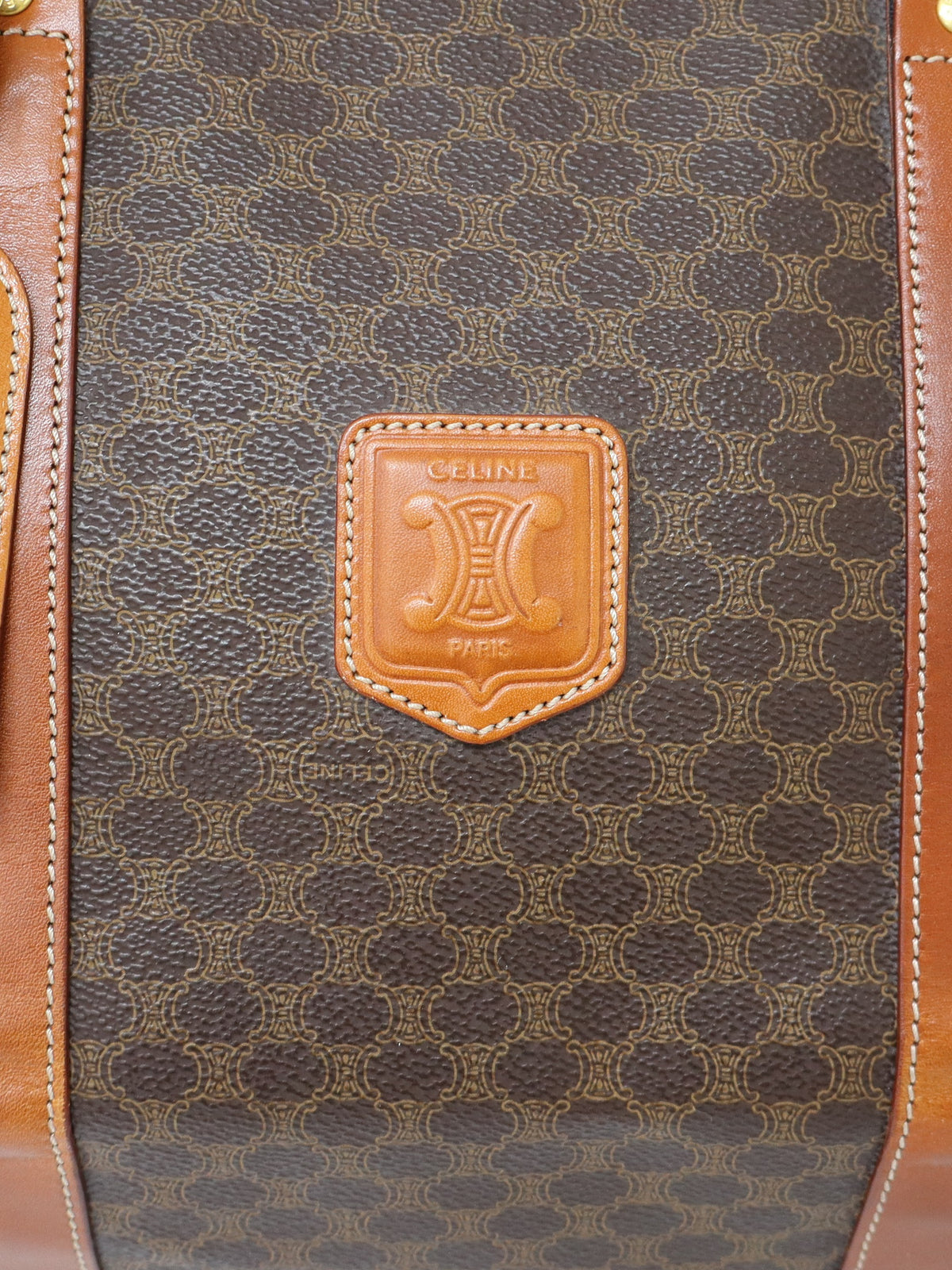 Macadam-pattern Boston bag with embossed Brazon