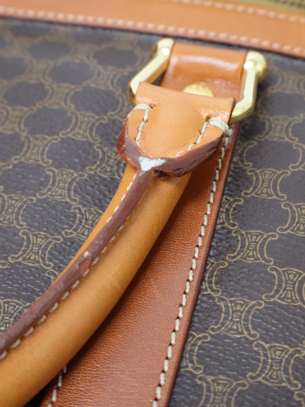Macadam-pattern Boston bag with embossed Brazon