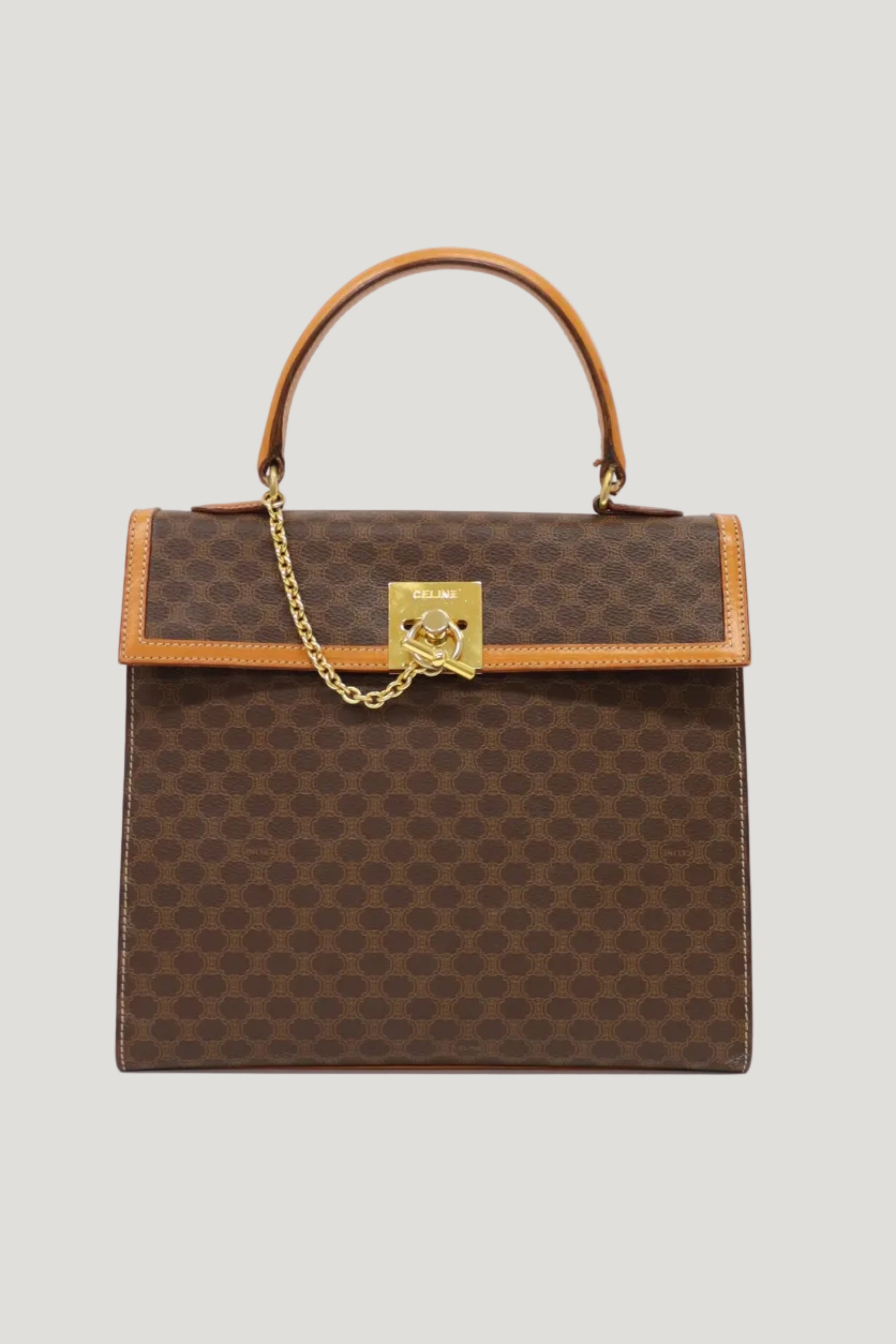 Macadam-patterned Gancini clasp handbag
