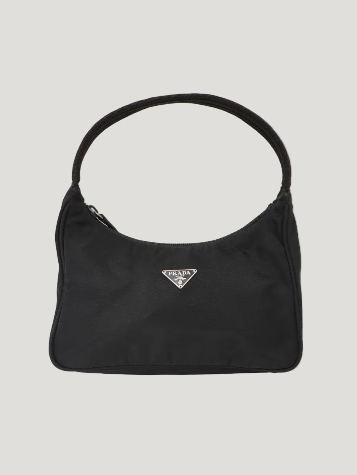 Triangle logo plaque nylon handbag