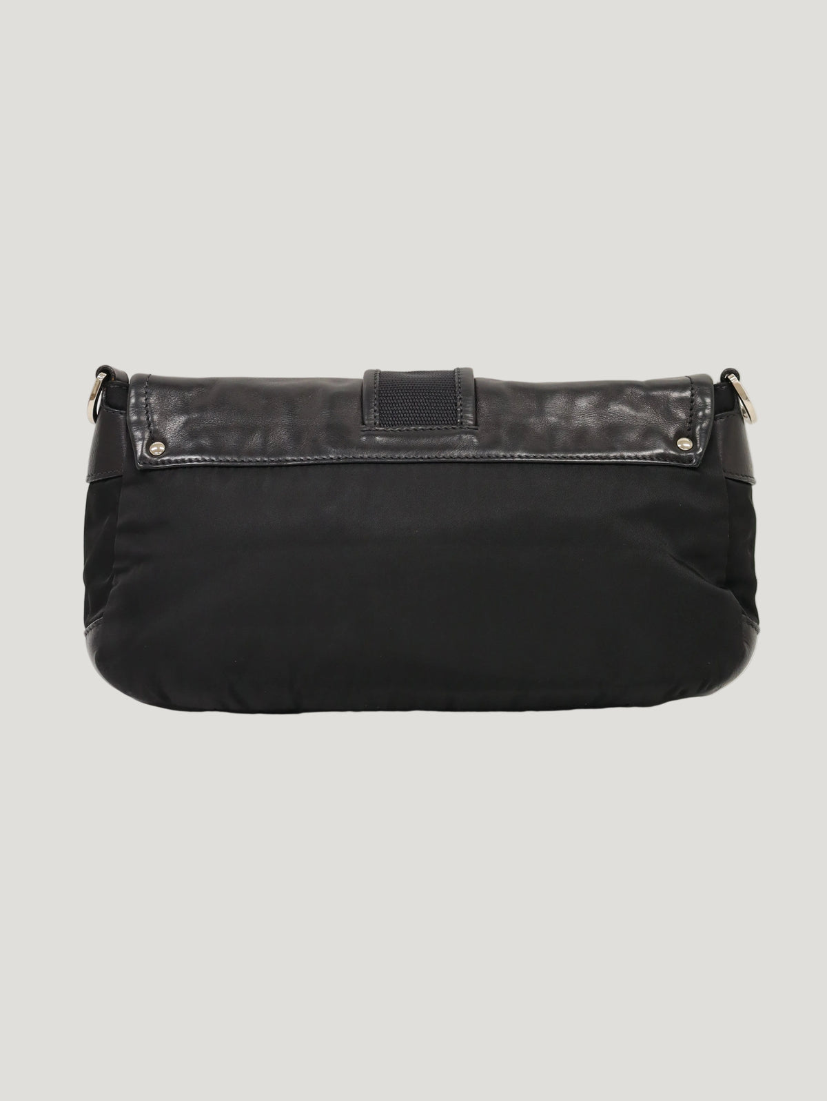 Triangular Logo Hardware Nylon Leather One-Shoulder Bag