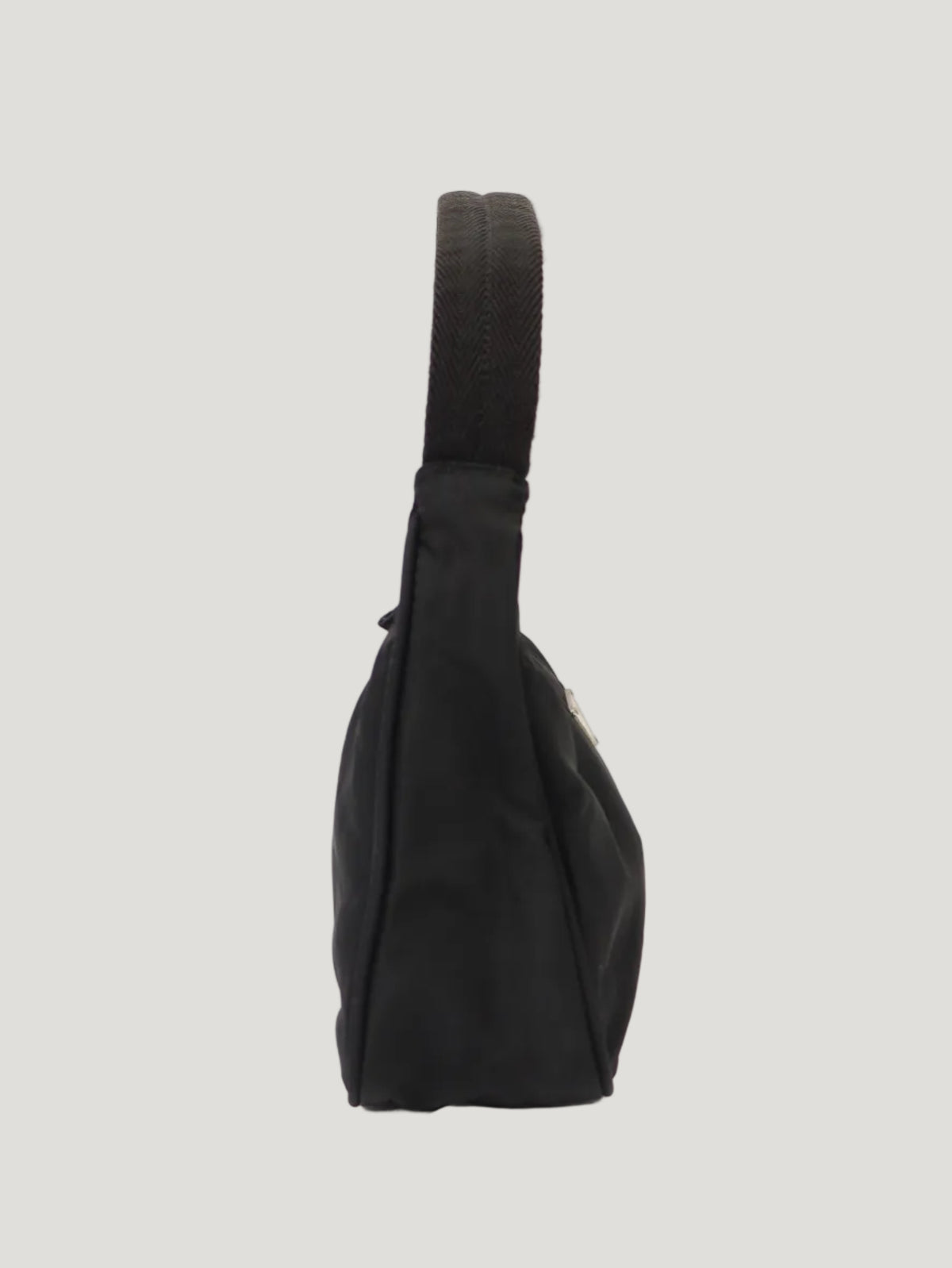 Triangle logo plaque nylon handbag