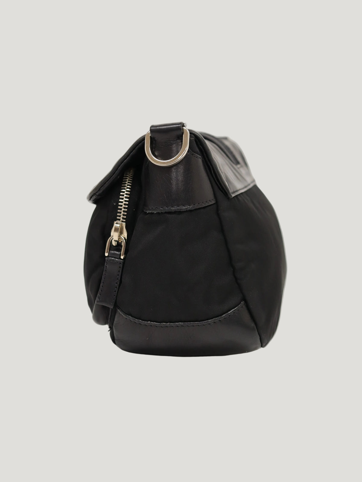 Triangular Logo Hardware Nylon Leather One-Shoulder Bag