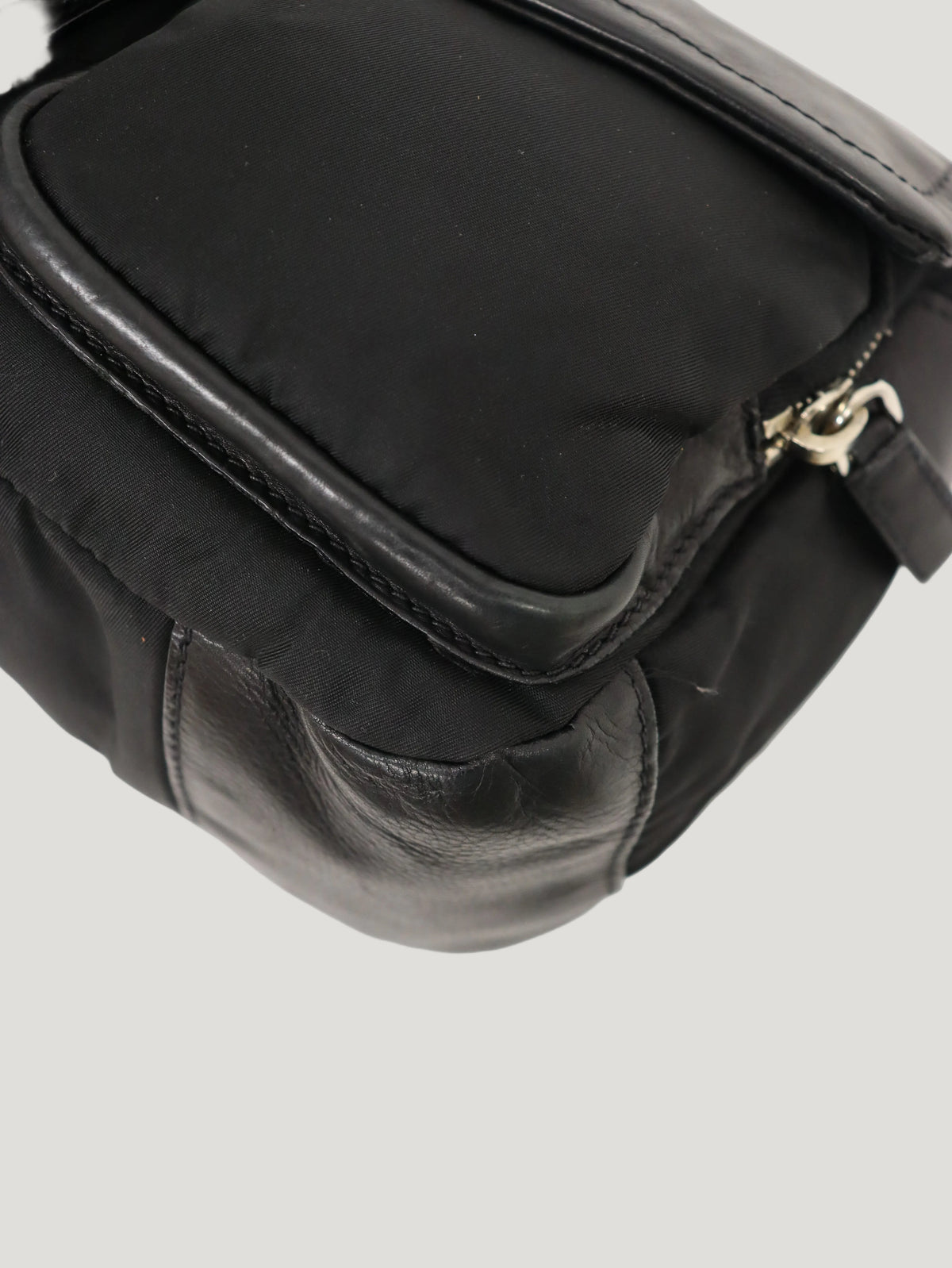 Triangular Logo Hardware Nylon Leather One-Shoulder Bag