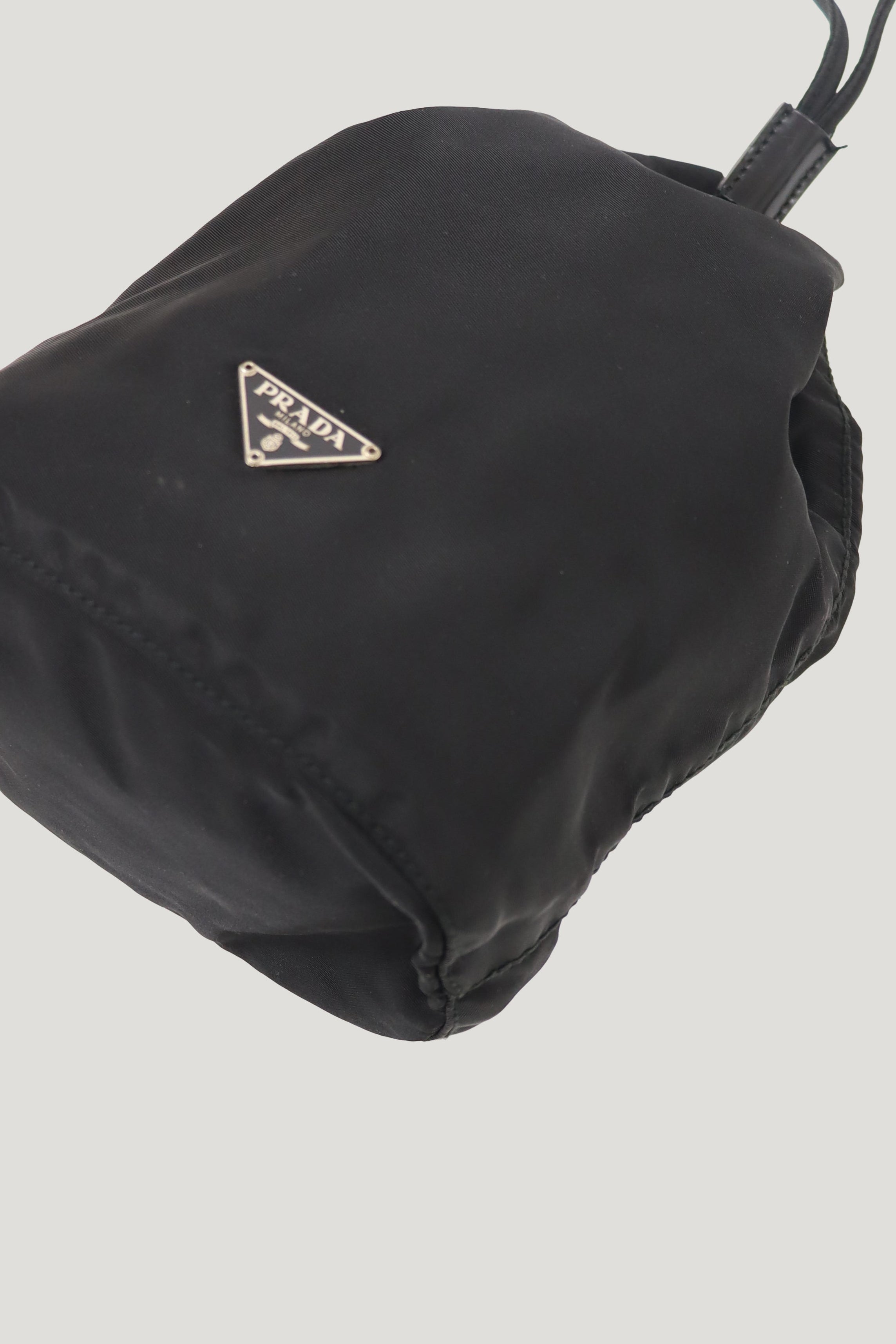 Triangular logo hardware nylon pouch