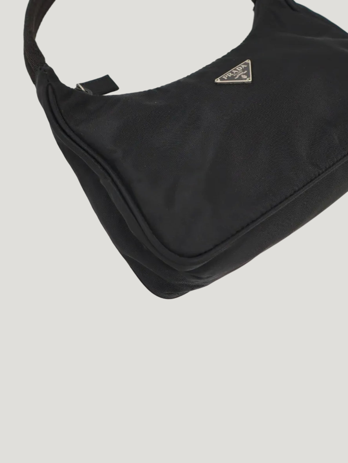 Triangle logo plaque nylon handbag