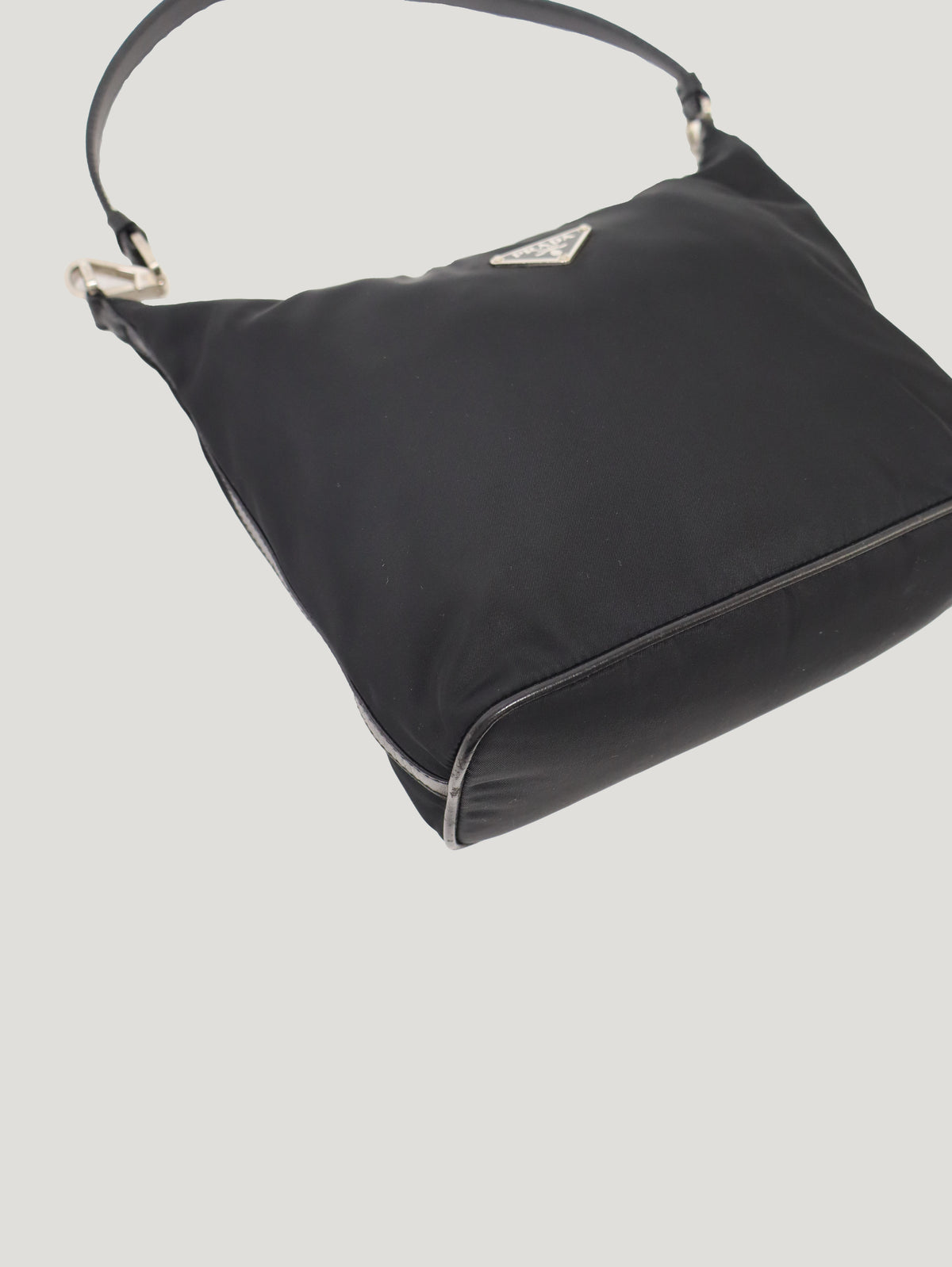 Triangular Logo Hardware Nylon Leather One-Shoulder Bag