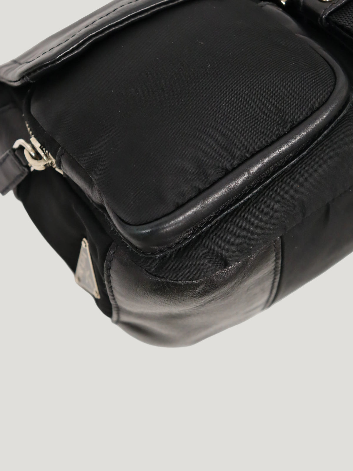 Triangular Logo Hardware Nylon Leather One-Shoulder Bag