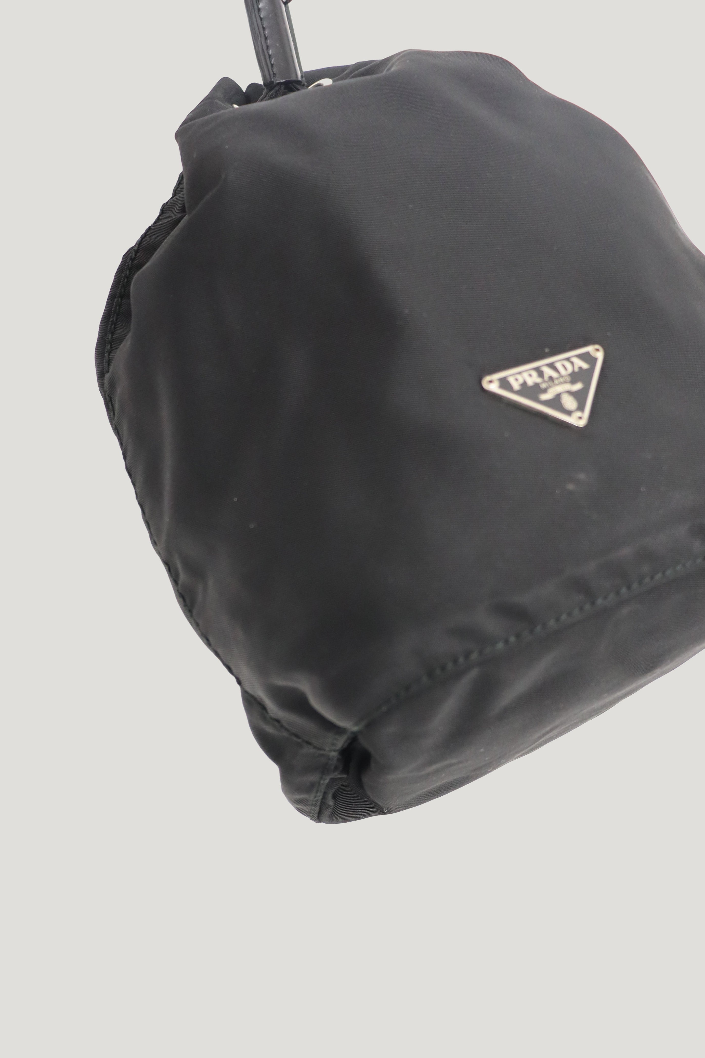 Triangular logo hardware nylon pouch