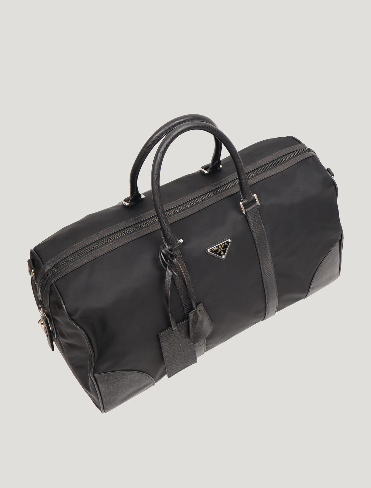 Triangular Logo Nylon Boston Bag