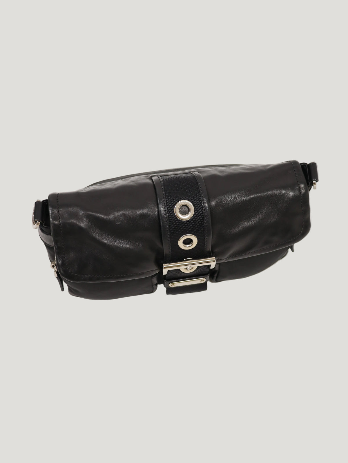 Triangular Logo Hardware Nylon Leather One-Shoulder Bag