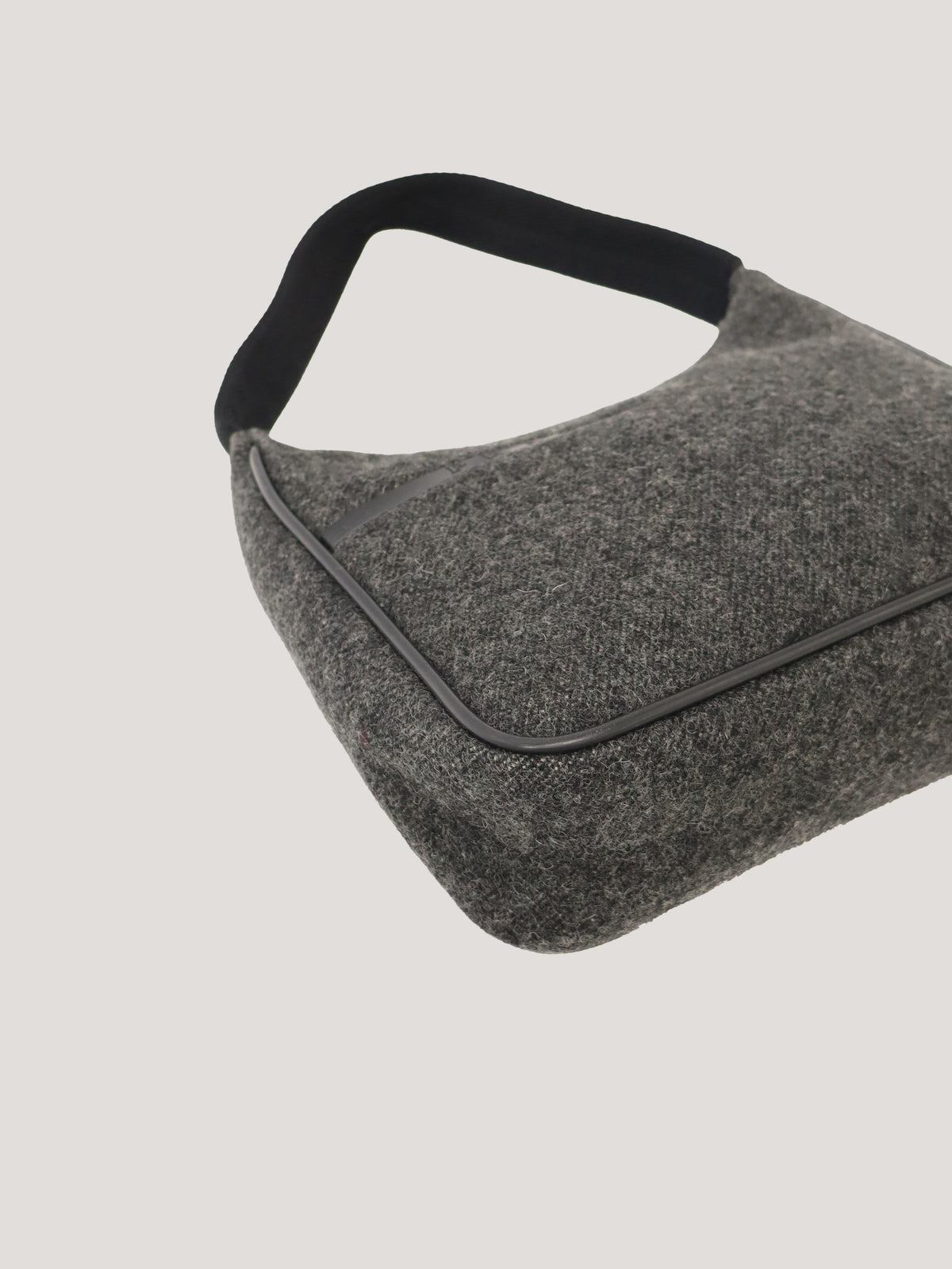 Logo-engraved wool handbag