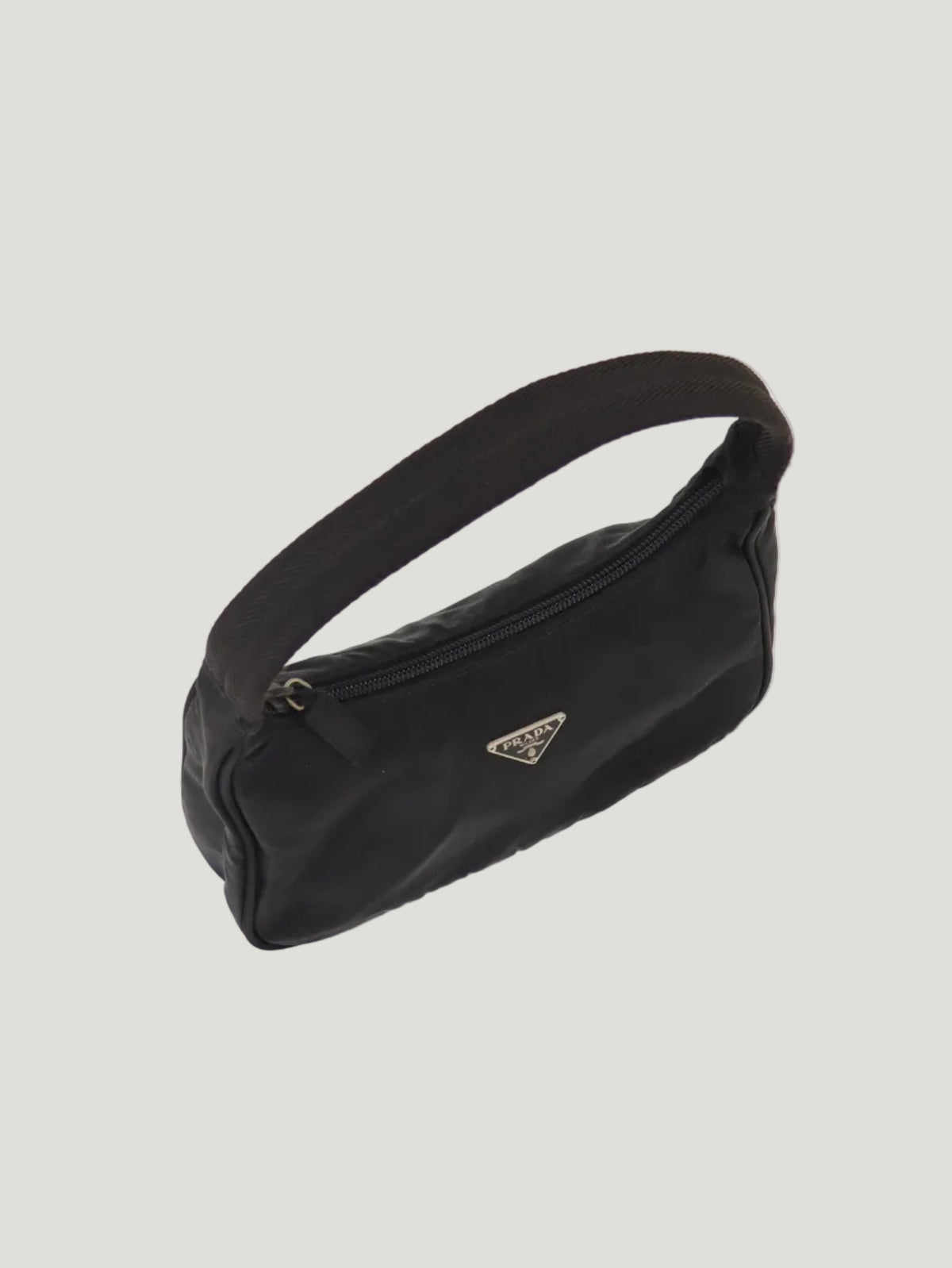 Triangle logo plaque nylon handbag