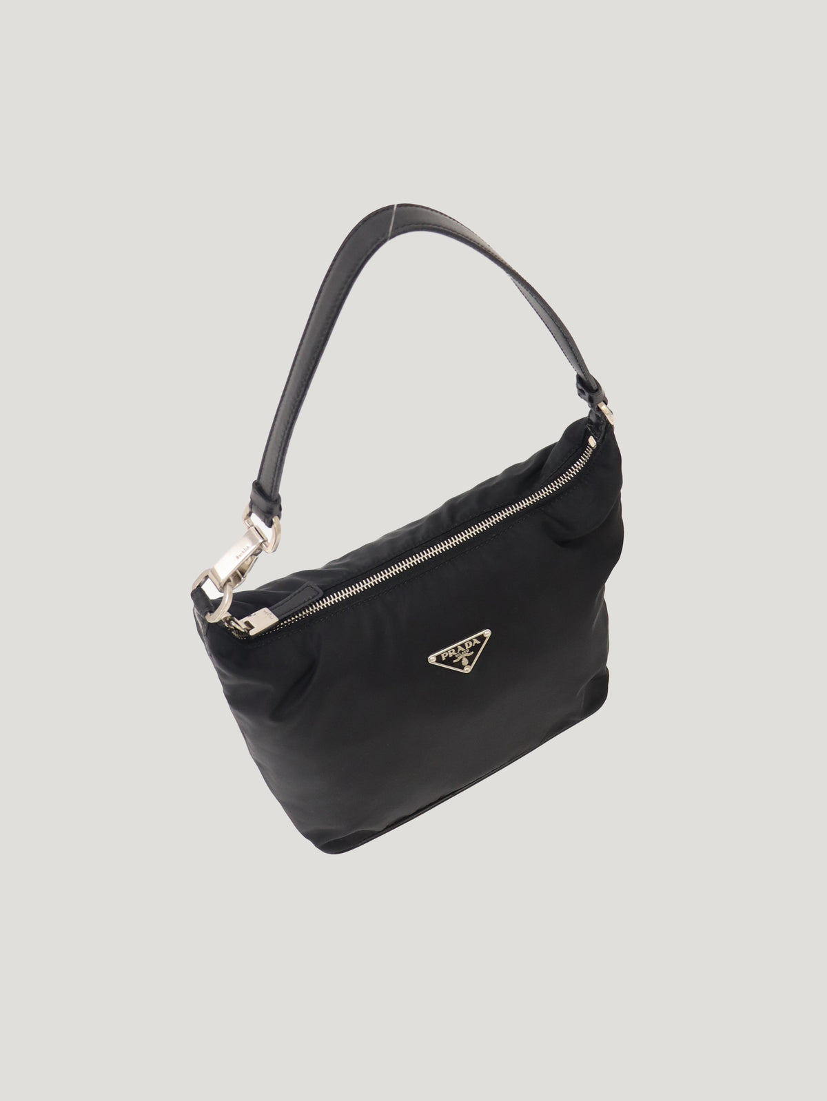 Triangular Logo Hardware Nylon Leather One-Shoulder Bag