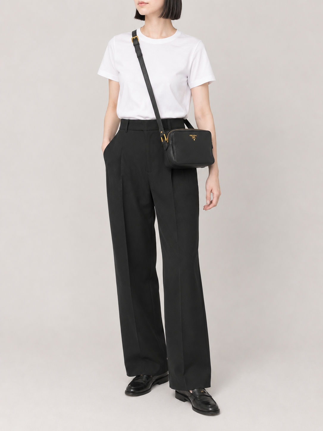 Logo Hardware Leather Shoulder Bag