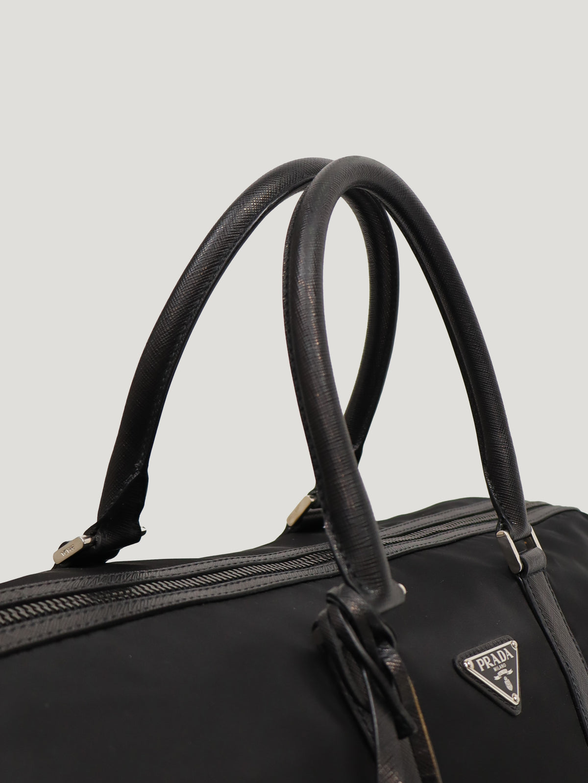 Triangular Logo Nylon Boston Bag