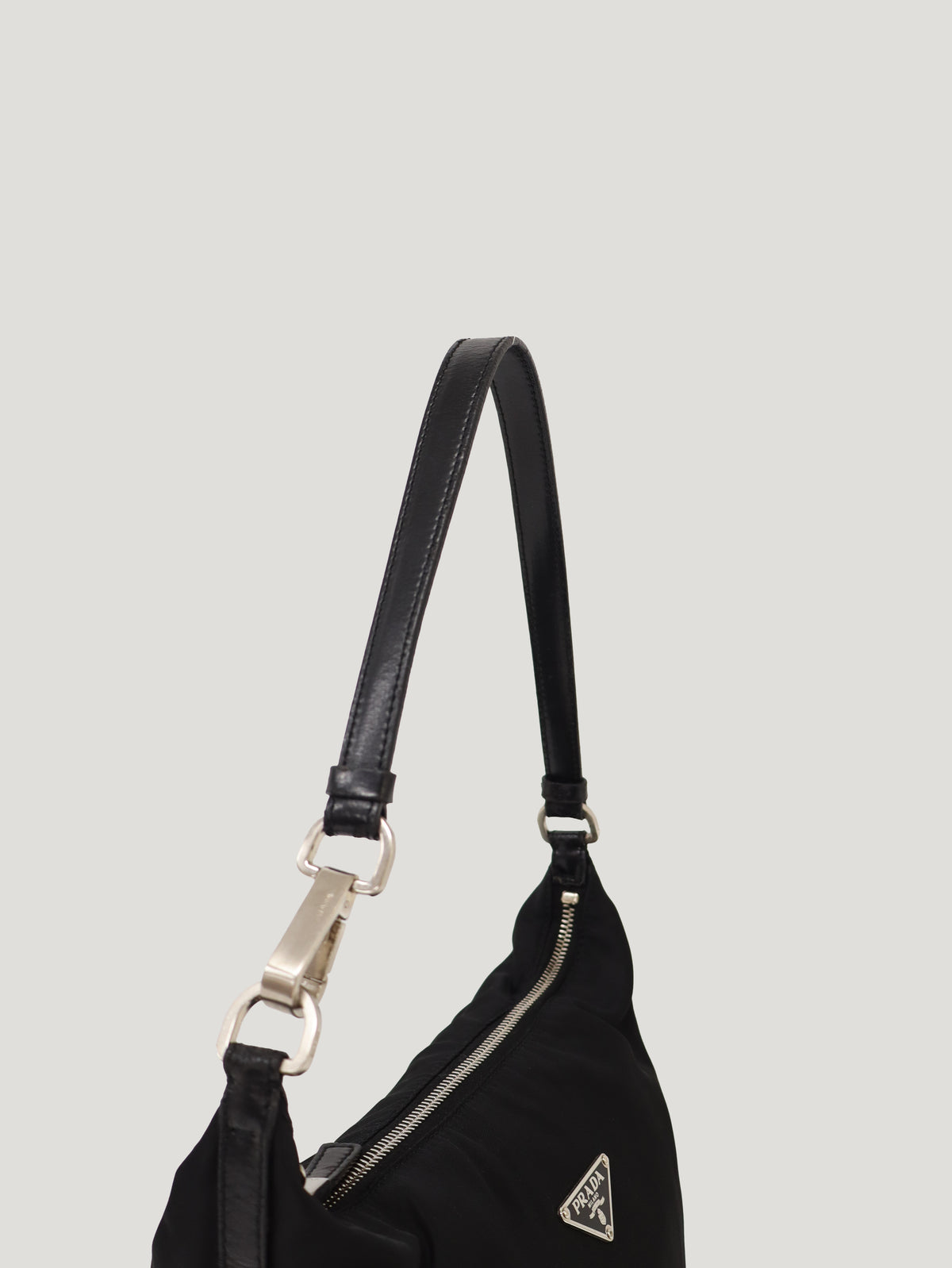 Triangular Logo Hardware Nylon Leather One-Shoulder Bag