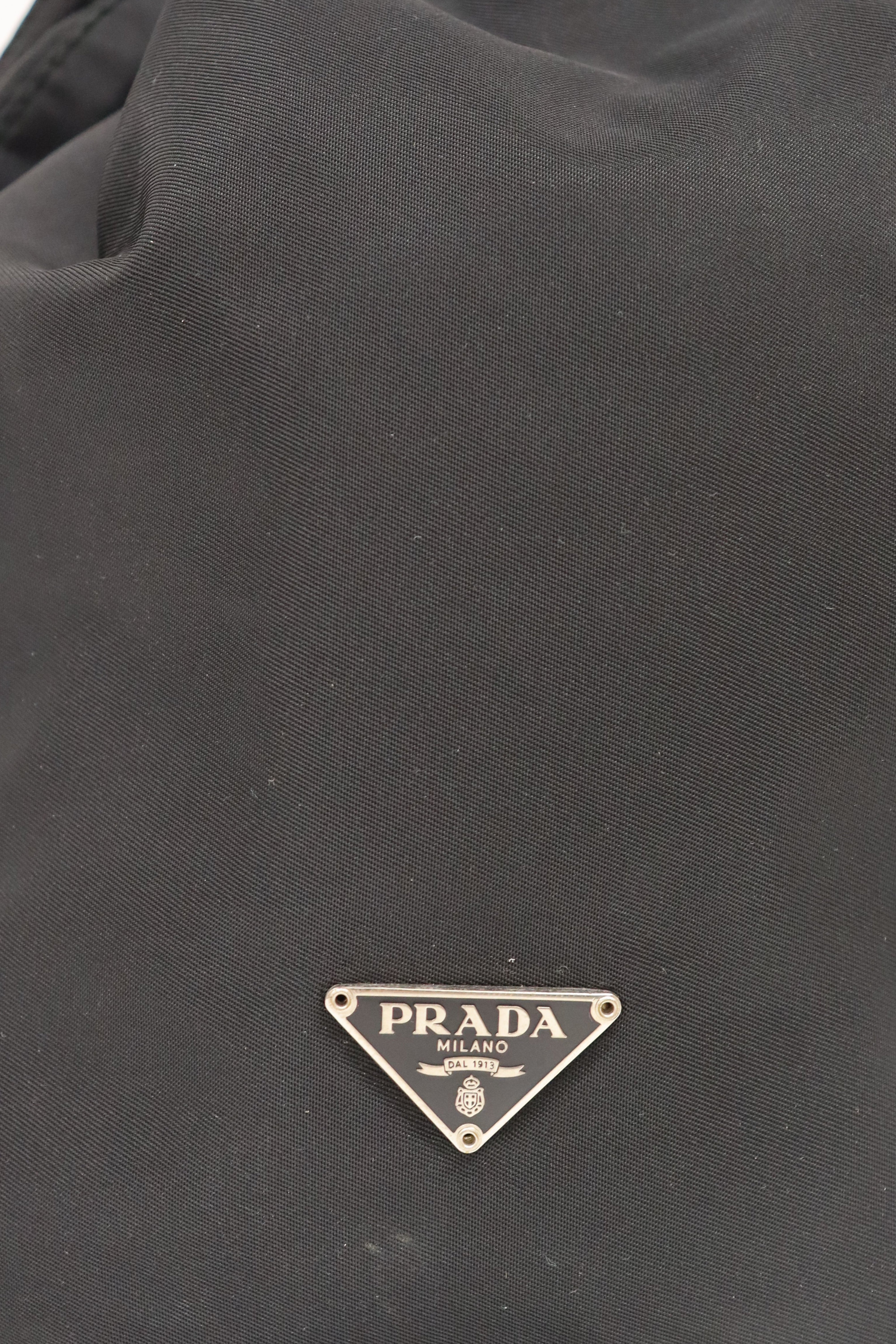 Triangular logo hardware nylon pouch