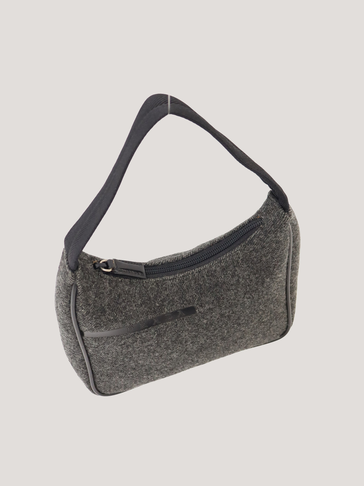 Logo-engraved wool handbag
