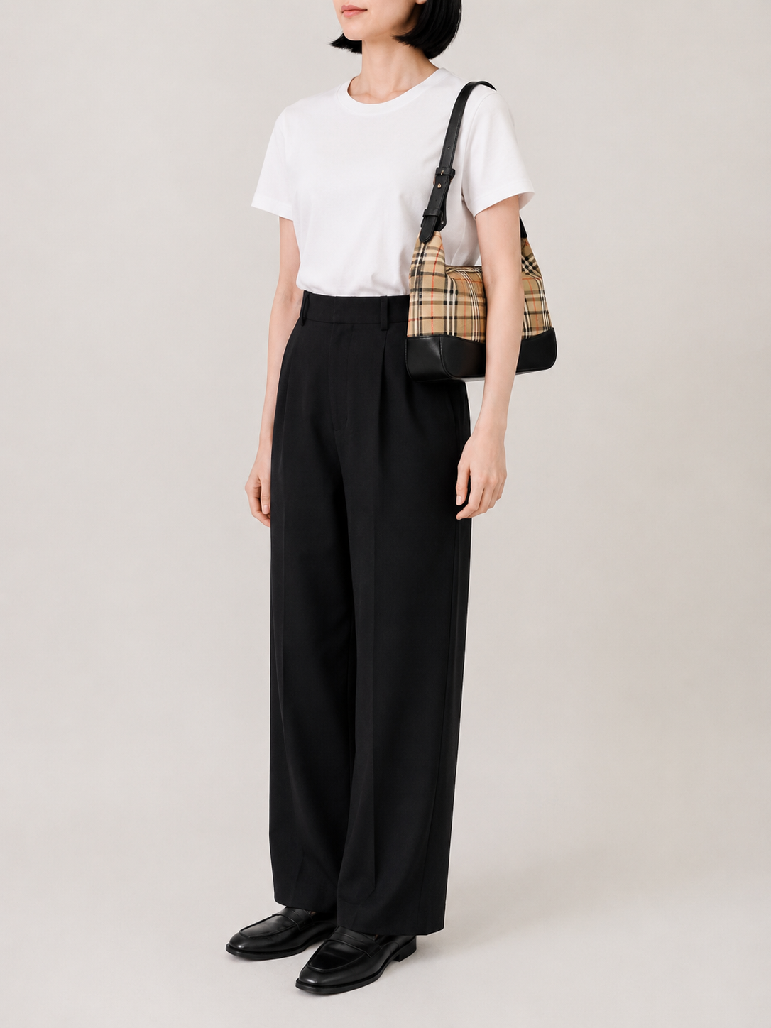 Checked one-shoulder bag