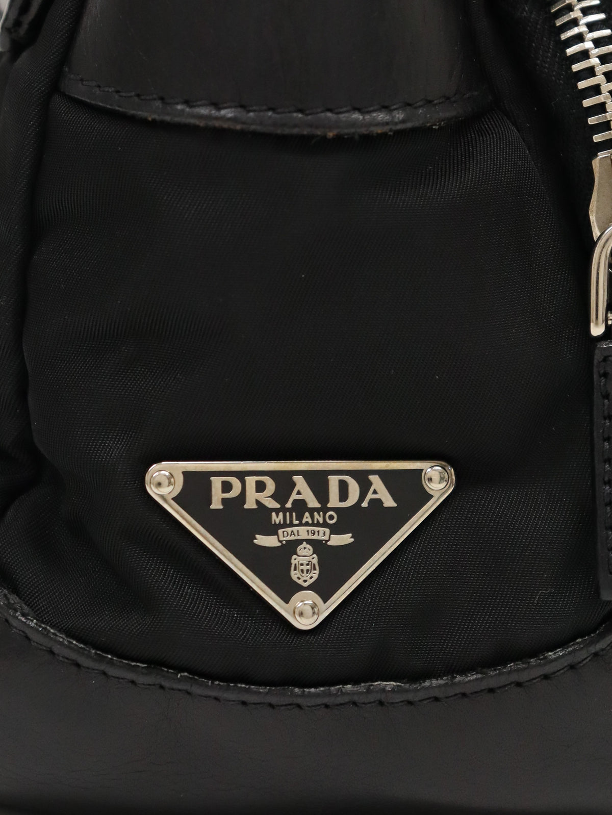 Triangular Logo Hardware Nylon Leather One-Shoulder Bag