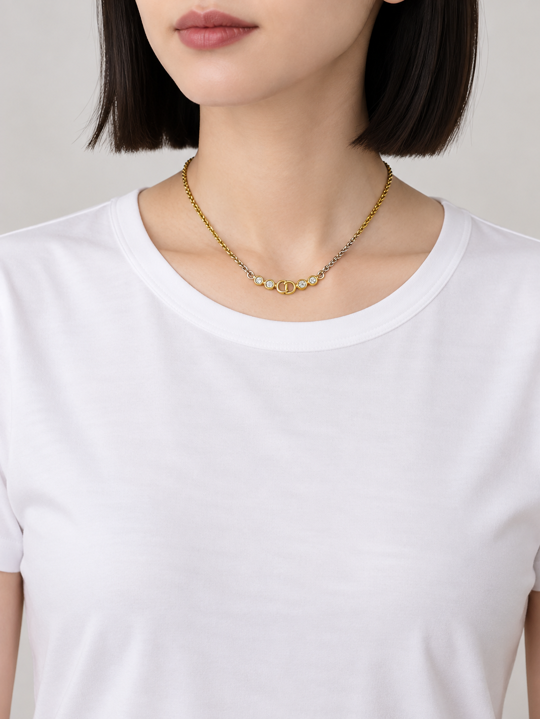 CDラインストーンネックレス