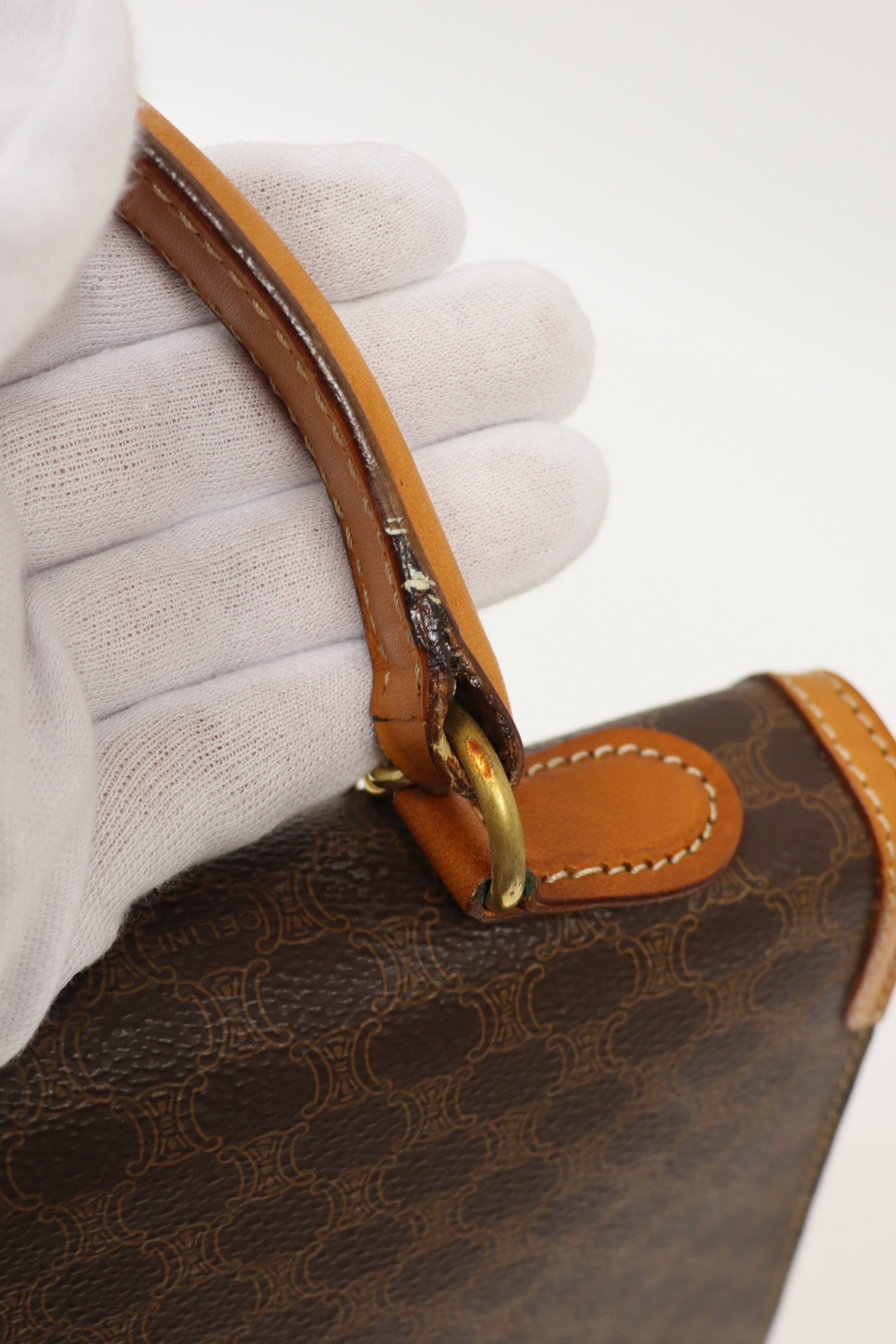 Macadam-patterned Gancini clasp handbag