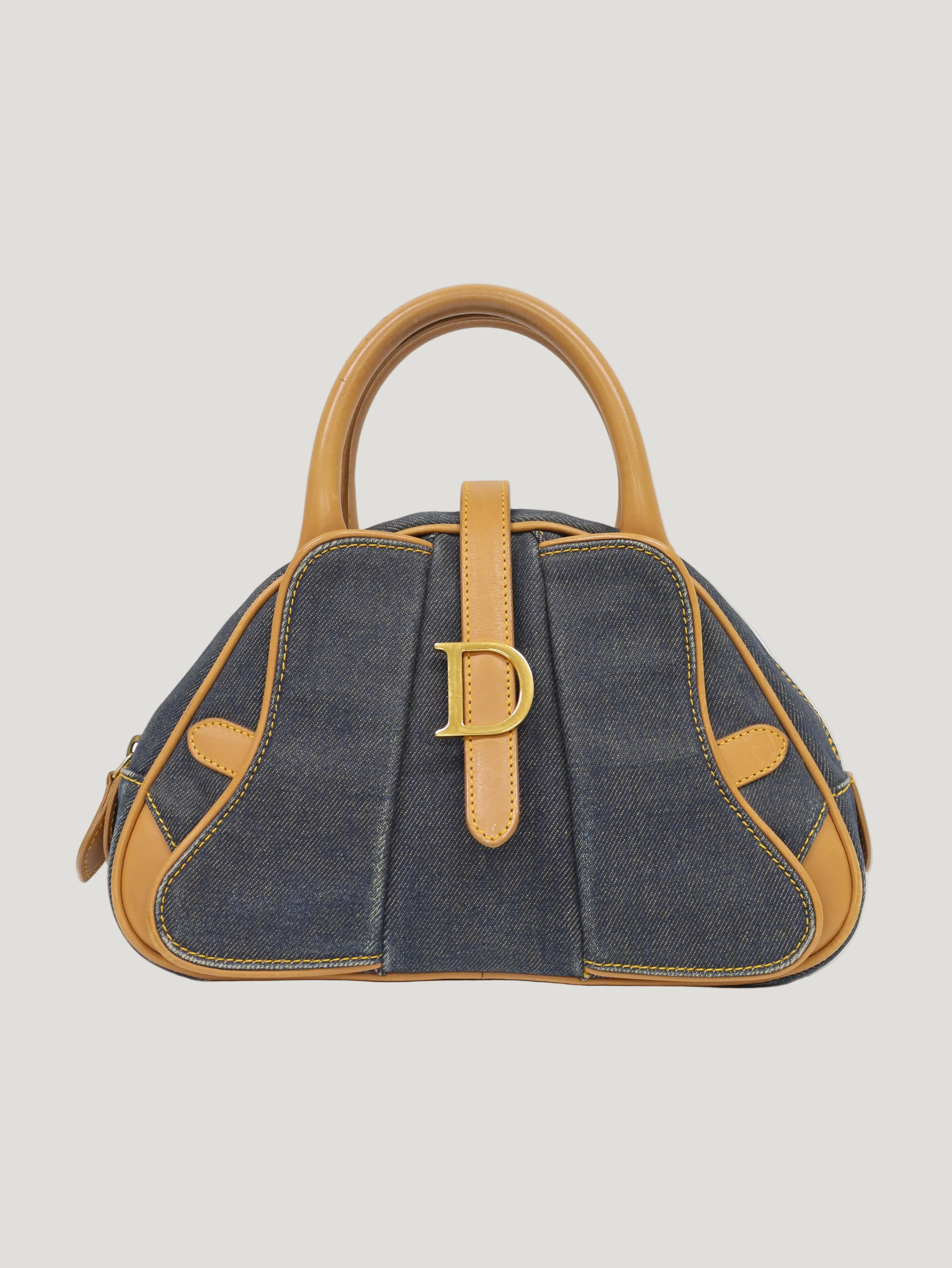 Double Saddle Denim Handbag