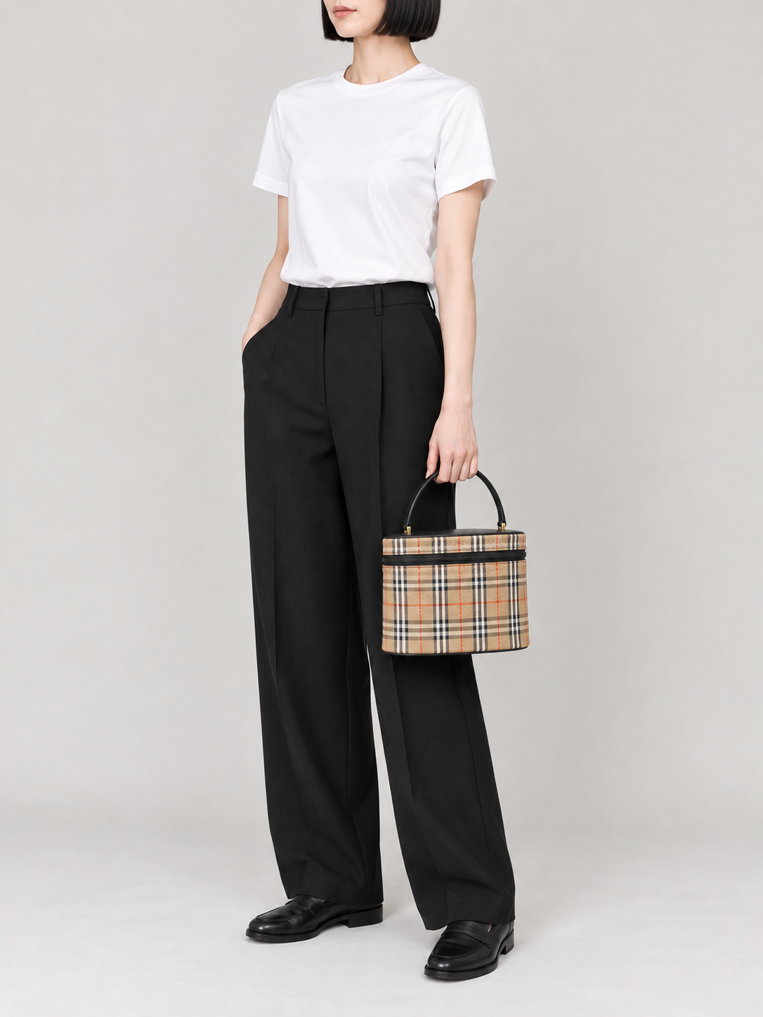 Checked vanity bag