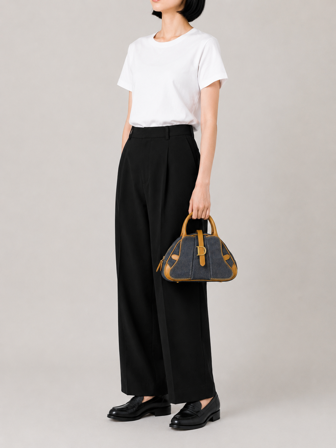 Double Saddle Denim Handbag