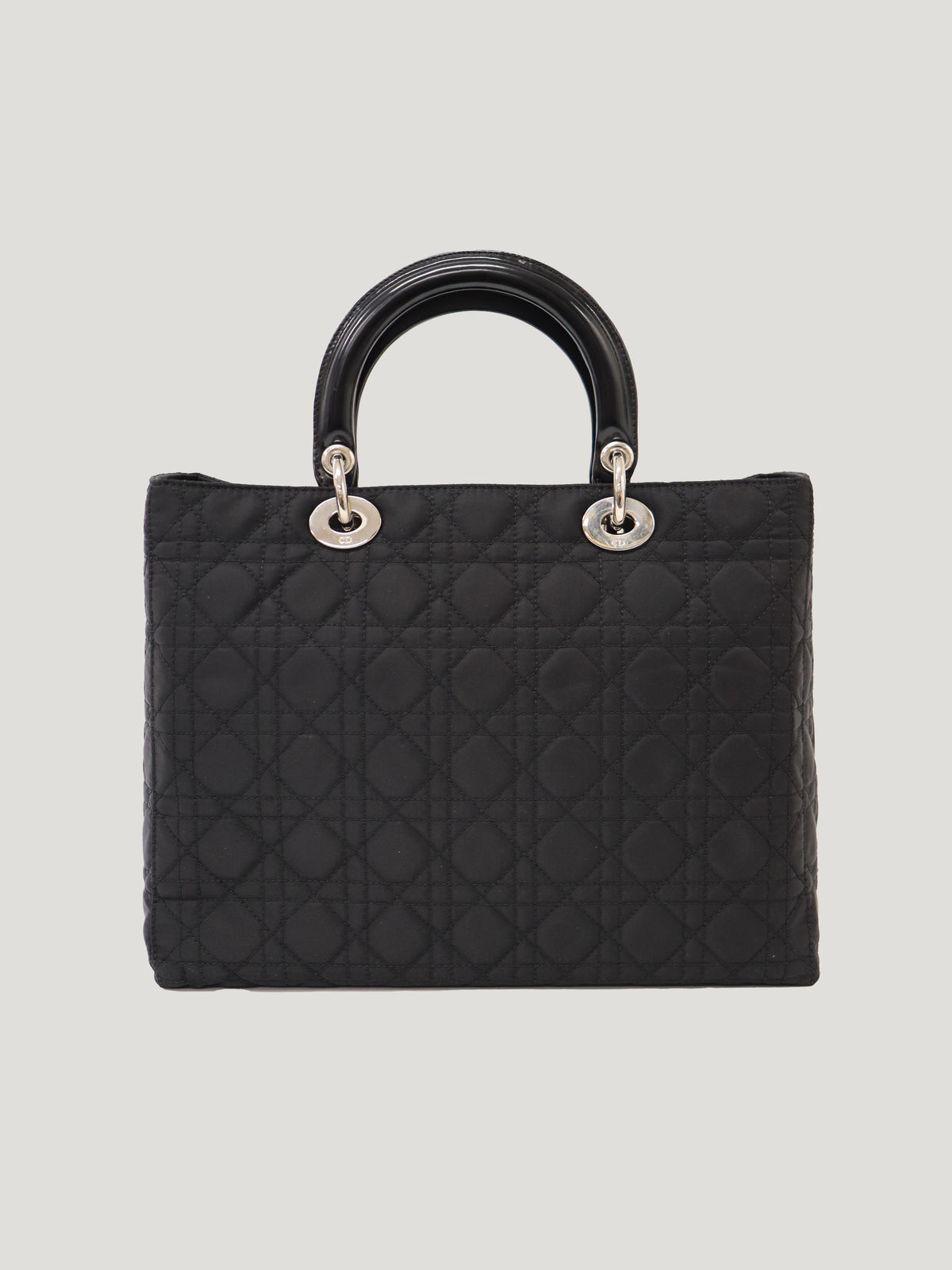 Lady Dior Nylon Leather Handbag